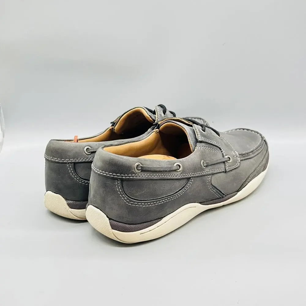 Johnston & Murphy Shoes Mens 12 Gray Leather XC4 Boat Moc Toe Casual Comfort